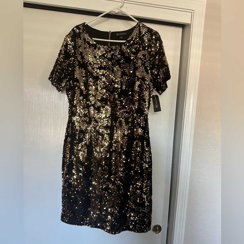 INC black and gold sequin dress